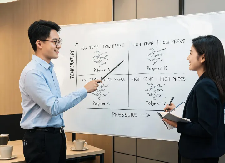Engineer explaining material chart